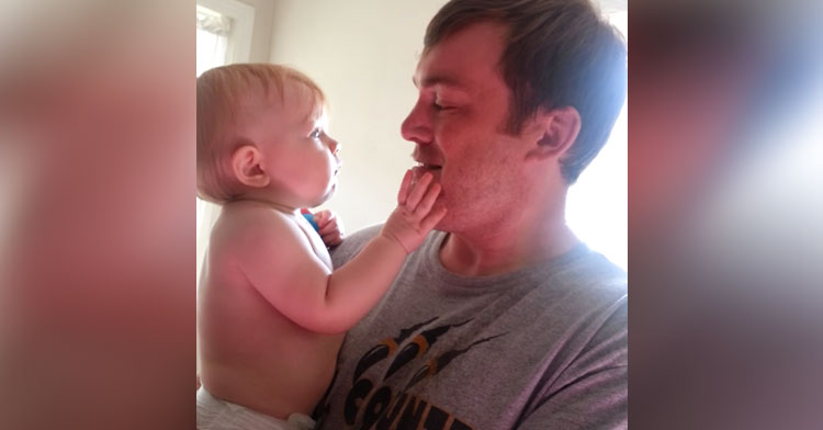 baby scared of dad shaved beard