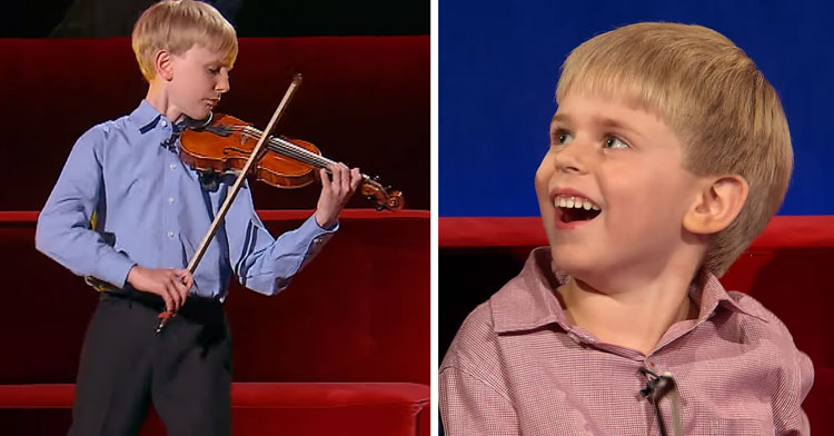 two young boys playing violin