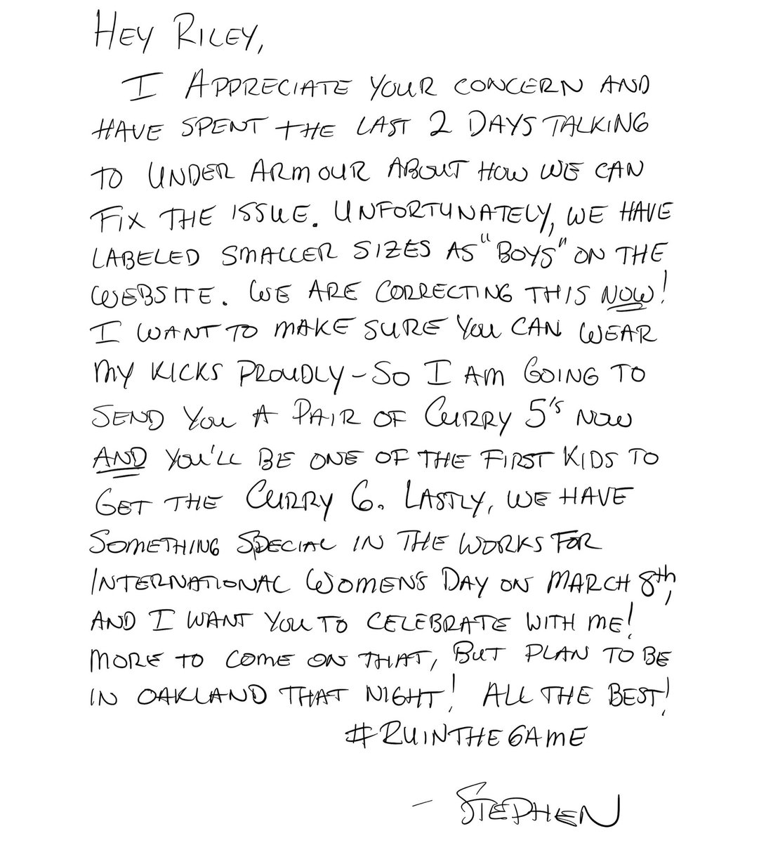 stephen curry's note