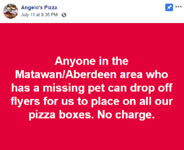 Matawan Pizzeria Puts Missing Pet Pics On Their Pizza Boxes