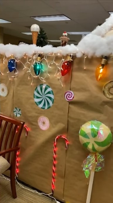 Woman Whips Up Elaborate Gingerbread House Cubicle To Delight Her ...