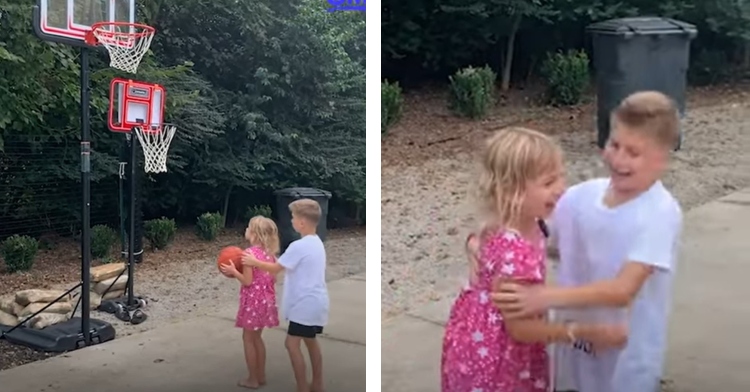 Brother Jumps For Joy When Little Sister Sinks Her First Shot On The Big Hoop Inspiremore 6210