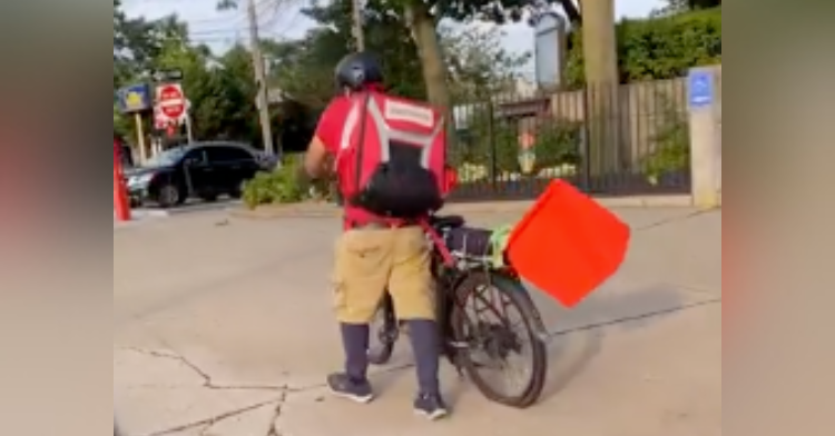 Just Take My Bike Stranger Helps Stranded Delivery Driver In