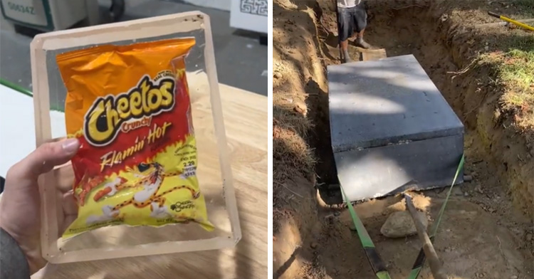 Artist Buries Bag of Flamin' Hot Cheetos in Concrete Tomb