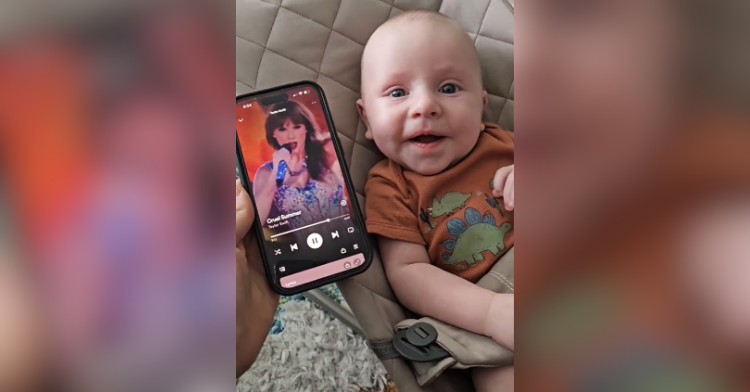Baby stops crying when listening to Taylor Swift.