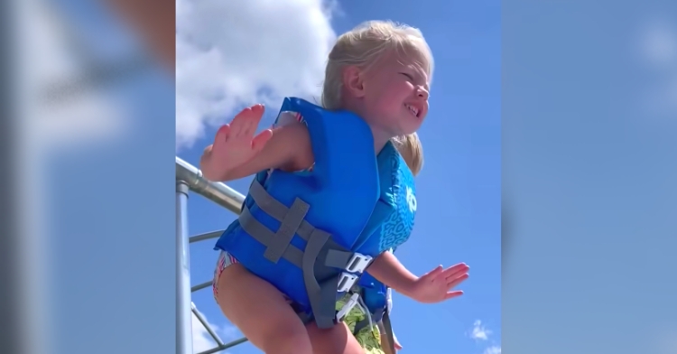 little girl makes leap of faith