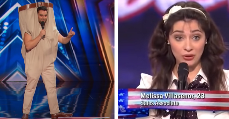pants man and Melissa Villasenor on America's Got Talent
