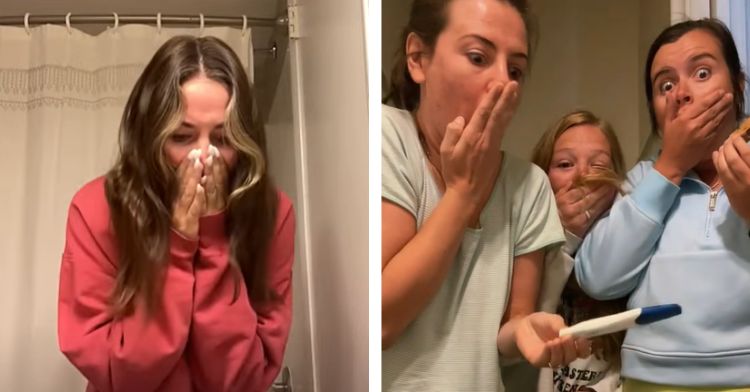 These women are excited after reading their pregnancy test results.