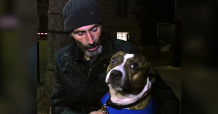 Homeless man Andy with his dog Bailey.