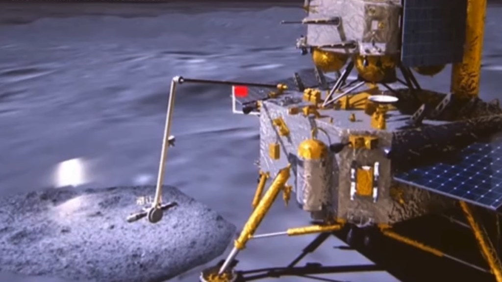 A CNSA animated simulation of a lunar probe on the far side of the moon