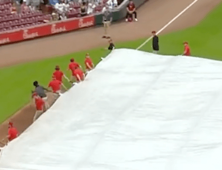 tarp monster on baseball field