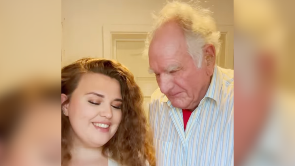 woman smiling with grandfather