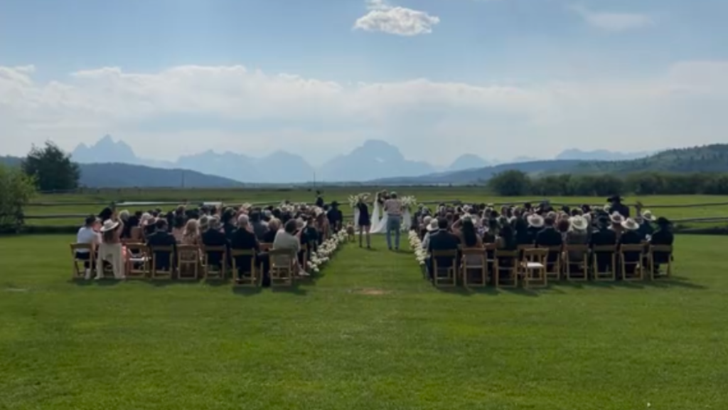 an outdoor wedding ceremony