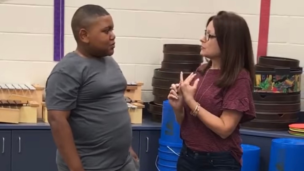 Music teacher gives students drums after hearing about amazing talent