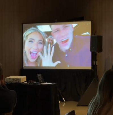 engagement picture on a video screen