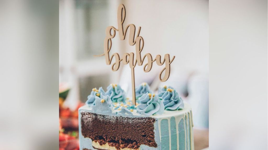 A piece of cake from a baby shower.