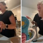 Images show a Mom choking and gagging when she tries her daughter's baby food.