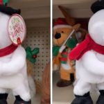 Images show a dancing snowman decoration that is playing a small recorder.