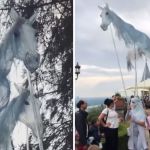 Windhorse puppets dance on the gentle breeze in the Festival of Fantasy.