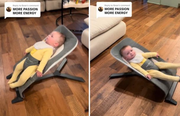 Mom Catches 7-Month-Old Taking “Baby Bouncer” Very Seriously