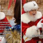 Images show a Santa offering a message to a young girl who doesn't believe anymore.