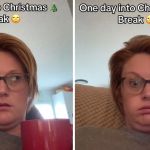 Image shows a mom during Christmas break wondering why she ever thought having kids was a good idea.