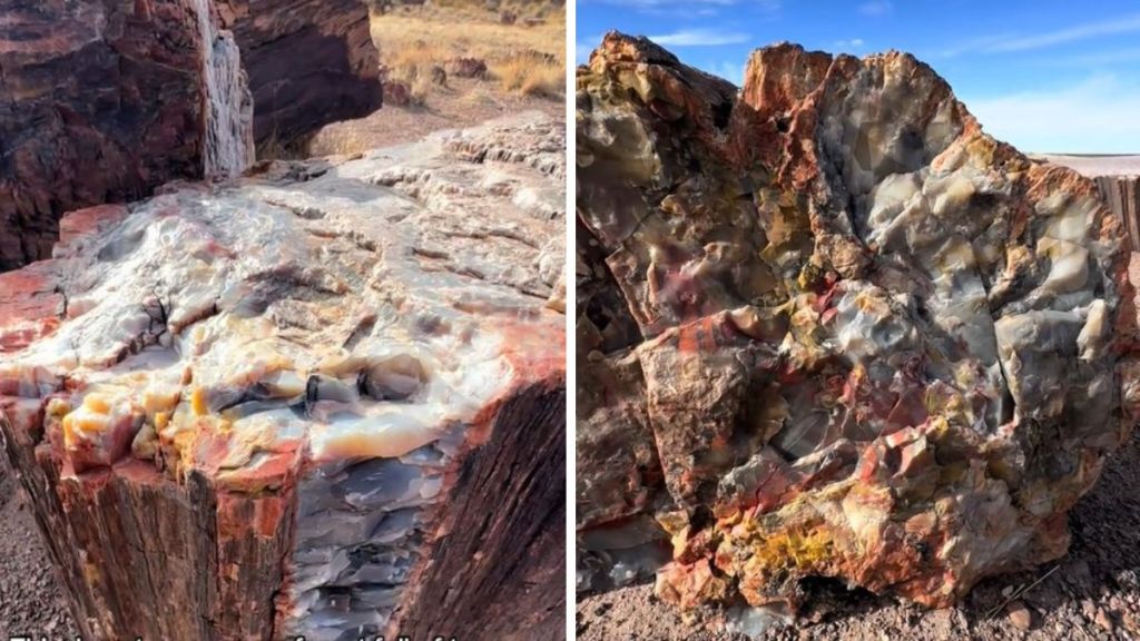 The Petrified Forest National Park contains stumps and petrified remnants of a long-gone forest.