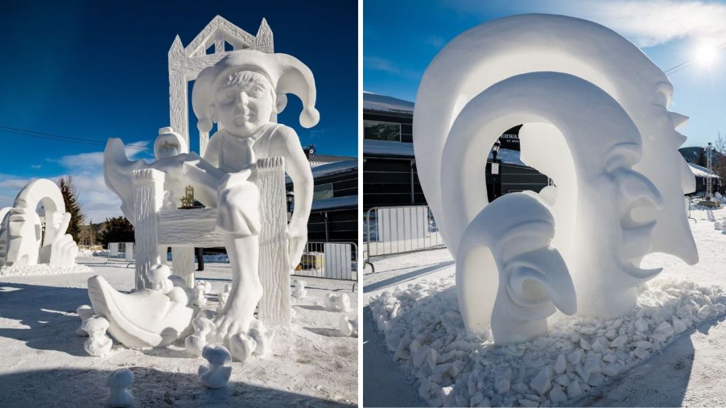 Images show 2nd and 3rd place winners in the Breckenridge Snow Sculpture competition.