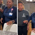 Images show a mother- and sister-in-law as they read a surprise message on a cake.