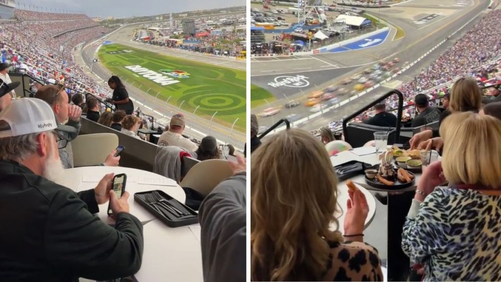 Images show the view inside The Sphere where patrons watched the Daytona 500 and felt like they were sitting trackside.