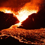 lava erupting from a volcano