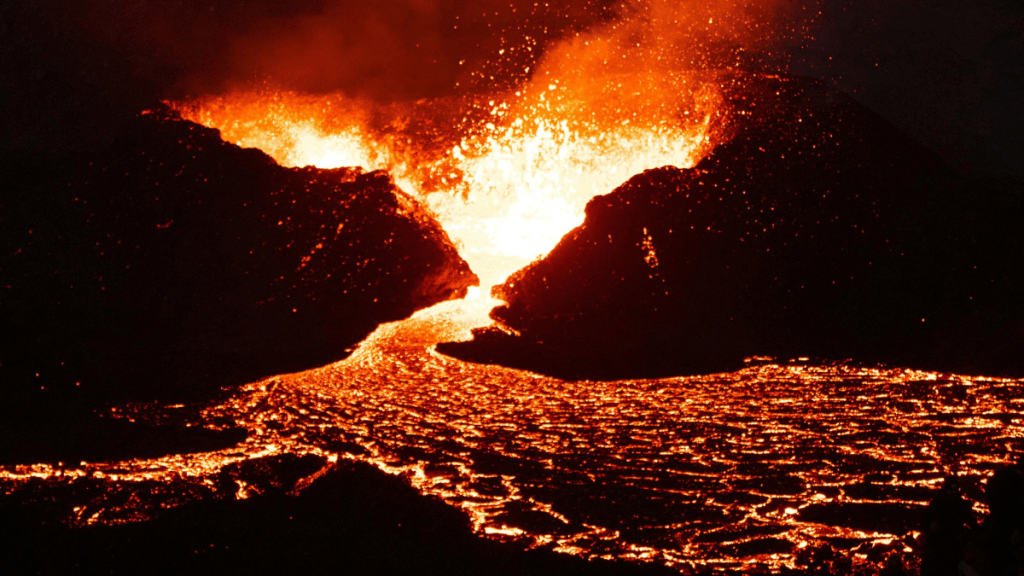 lava erupting from a volcano